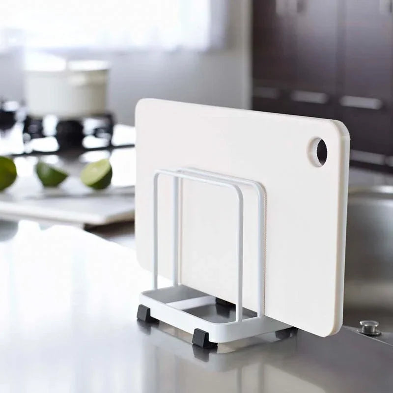 Layered Cutting Board Rack Kitchen Simple Solid Color Vertical Finishing Storage Drain Tray Dish Drying Shelf Sink Organizer