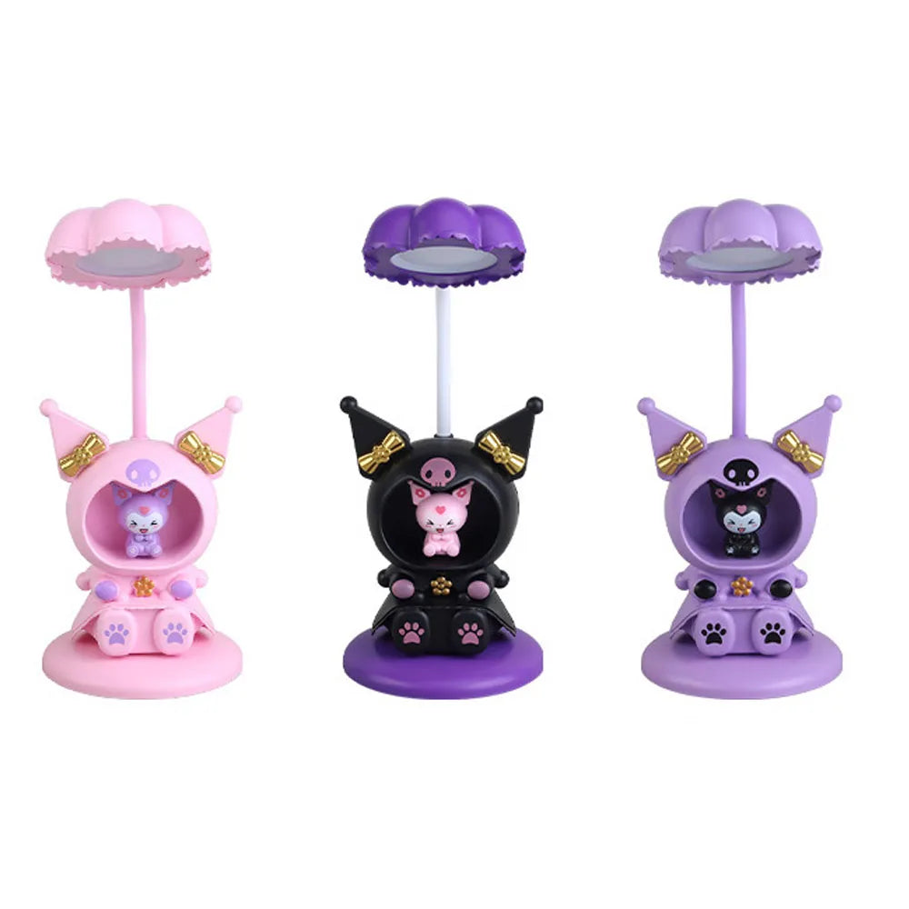 Kawaii Kuromi My Melody Folding Eye Protection Table Lamp Anime Sanrio Girly Heart Cute Bedroom Bedside Night Light Cartoon lamp