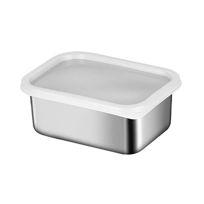 316Stainless Steel Food Plate With Lid 1000ML Square Food Serving Tray Food Grade Sealed Box Container For Oven Cooking Freezing