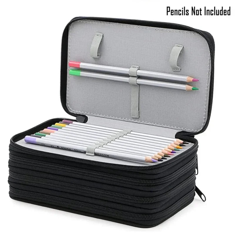 72 Holes Pencil Case Portable 4 Layers Large Capacity Pen Bag Colored Holder with Zipper Pocket School Stationary