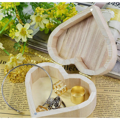 Storage Box Heart Shape Wood Case Jewelry Box Wedding Gift Makeup Cosmetic Earrings Ring Desk Rangement Make Up Wooden Organizer