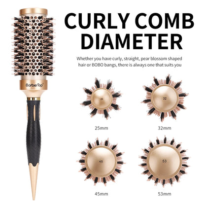 Speciality Round Rolling Brush Straight Hair Comb Boar Bristle Brush Blowing Curling Hairdressing Styling Tool