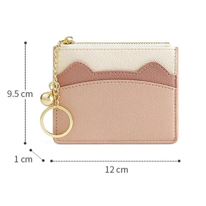 Cute Cat Women Mini ID Card Holders Business Credit Card Holder PU Leather Slim Bank Card Case Organizer Wallet