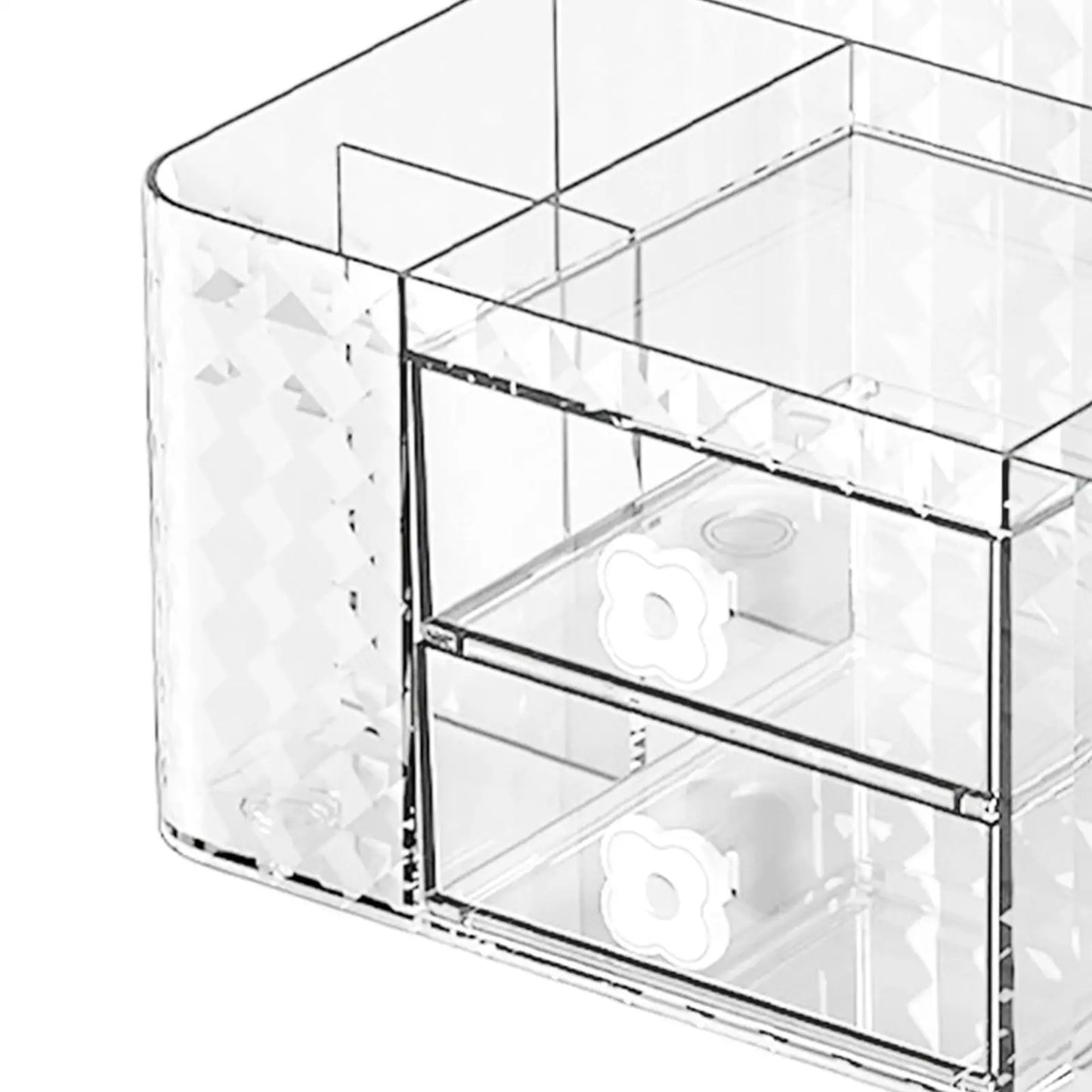 Desk Organizers and Accessories Pen Holder with Sliding Drawer Transparent Cosmetic Makeup Vanity Organizer Box for Dresser