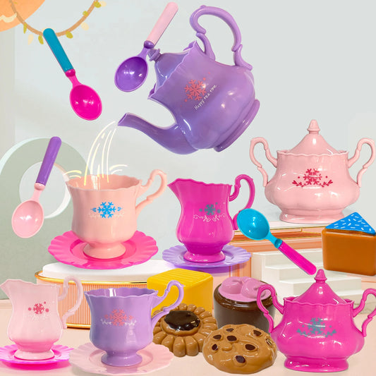 Tea Set for Little Girls, Tea Party Set, Tea Set for Toddlers Including Kettle, Cookies, Kids Play Food, Boys Girls Gifts