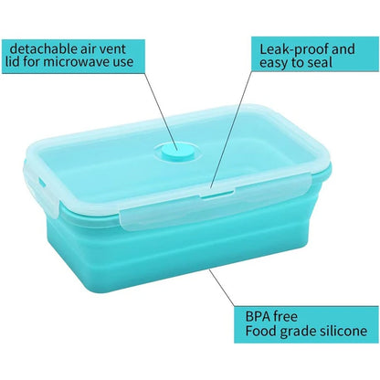 4 Pcs Silicone Collapsible Food Storage Containers with Lids Silicone Lunch Box Bento Box BPA free for Kitchen Pantry