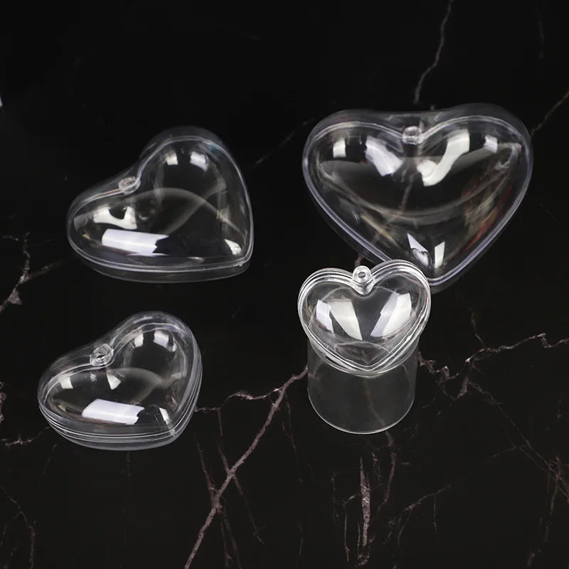 5Pcs Transparent Plastic Heart-shaped Love Candy Box Pouch Storage Birthday Wedding Christmas Decoration Baby Shower Party Gift