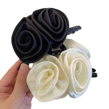 Rose Satin Grip Large Shark Clip Elegant High-Grade Finishing Hair Accessories Pinzas Para El Cabello  Заколка Для Волос 머리핀