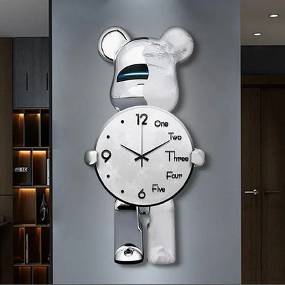 Aesthetic Bear Wall Clock Creative Silent Violent Bear Wall Interior Clock Fashion Wall-clock Luxury Living Room Decoration Gift