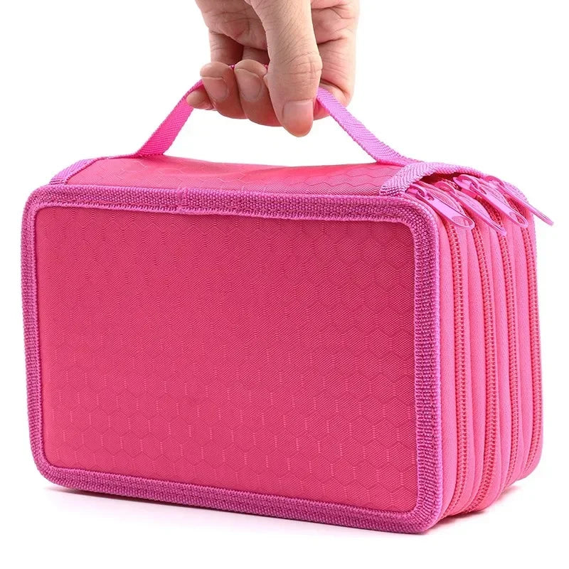 72 Holes Pencil Case Portable 4 Layers Large Capacity Pen Bag Colored Holder with Zipper Pocket School Stationary