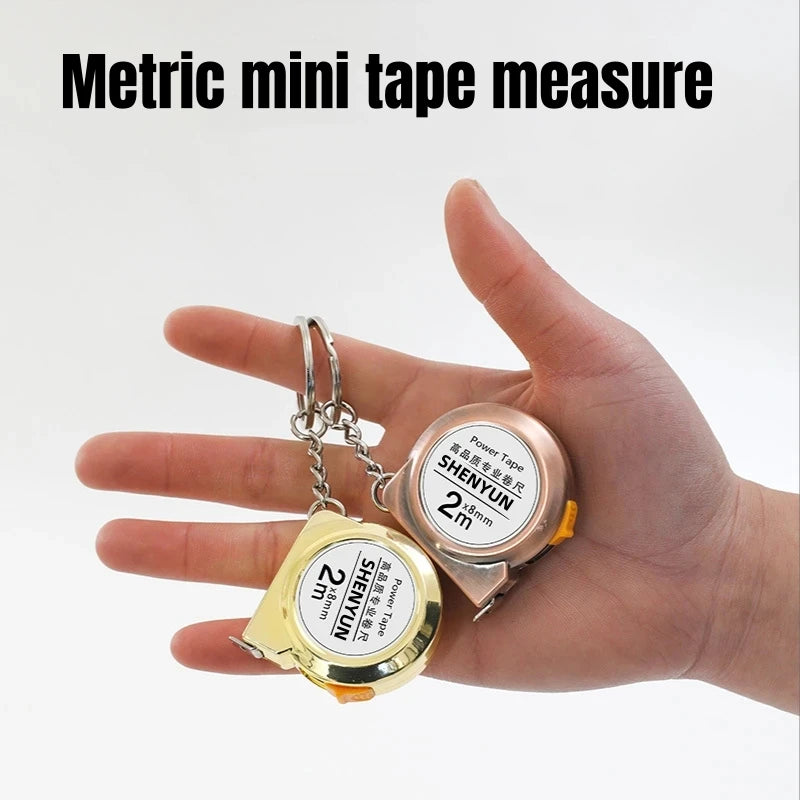 Portable mini tape measure Small household measuring tape retractable 2m Mild steel key chain tape measure Mini measuring tools