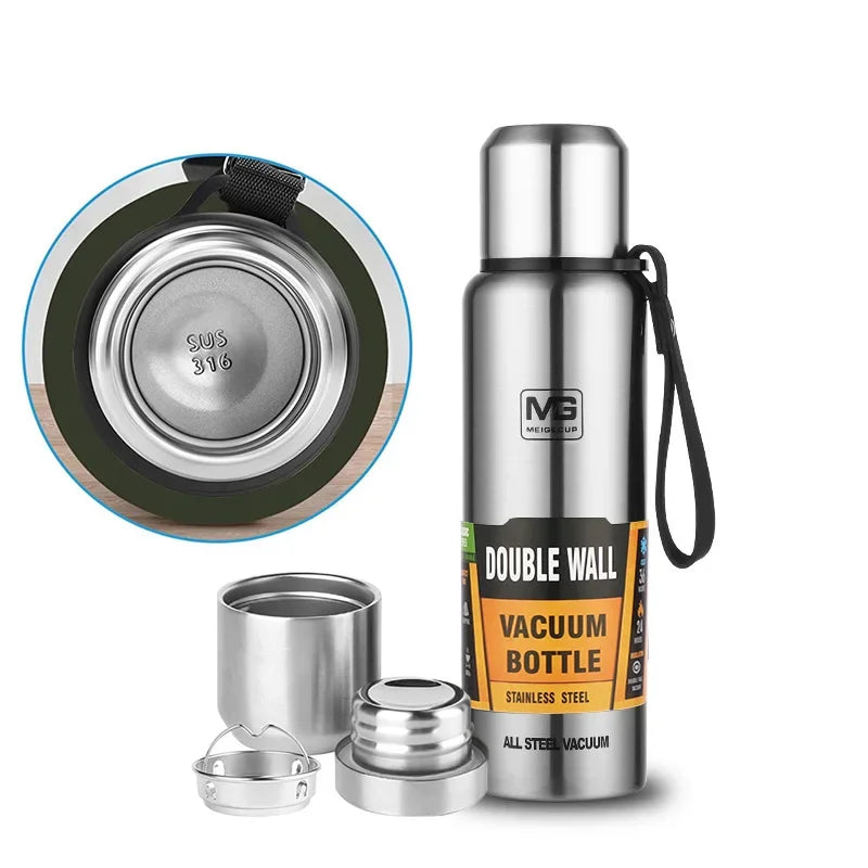 Premium Vacuum Flask: 304 Stainless Steel Insulated Tumbler, Suitable for Hot and Cold Drinks like Tea and Coffee. Includes Rope for Easy Carrying