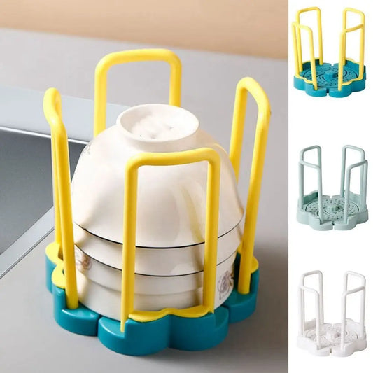 Fashion Dish Storage Rack Space-Saving Rotating Bowl Drain Rack Multifunctional Dish Display Stand Kitchen Supplies