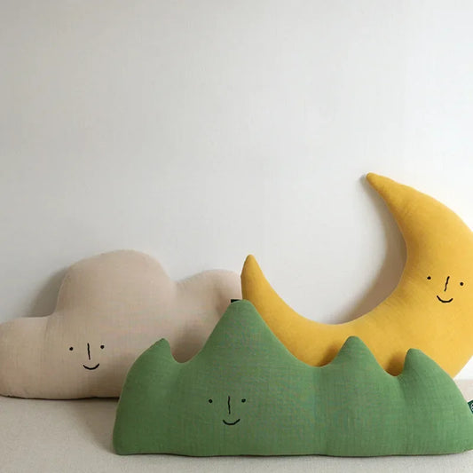 New Style Funny Mountain Cloud Moon Soft Plush Toy Baby Cute Throw Pillow Comfort Dolls Home Decor Room Chair Decor Seat Cushion