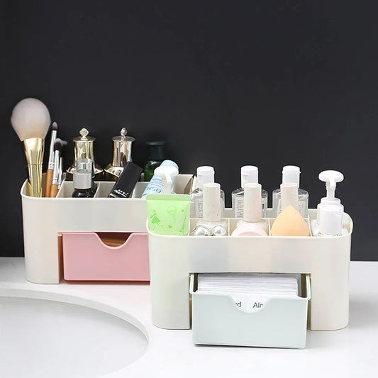 Plastic Cosmetic Storage Box Multifunctional Desk Make-up Organizer Case Lipstick Perfume Bangle Ring Jewelry Display Tray Box