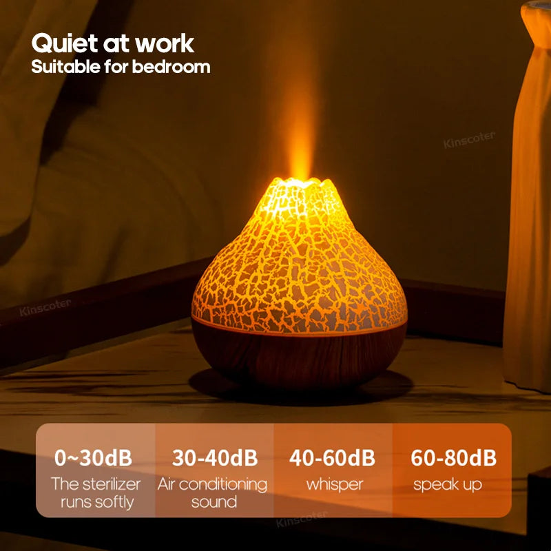 Volcano Air Humidifier 300ml Desktop USB Water Mist Diffuser Purifier Air Freshener Nebulizer with Colorful Ambient Night Light