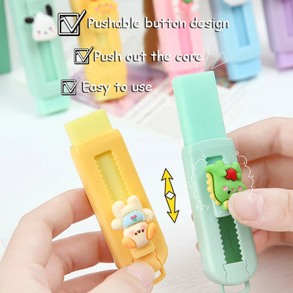 CHEN LIN Creative Push-pull Cartoon Eraser Macaron Colored Eraser Telescopic Kawaii Children's Pencil Eraser Student Stationery