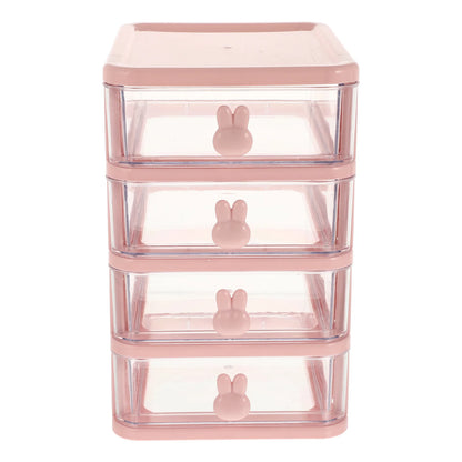 Storage Bin Drawer Box Desktop Cabinet Office Stationery Container Organizer Transparent Table Rabbit Organizers Pink