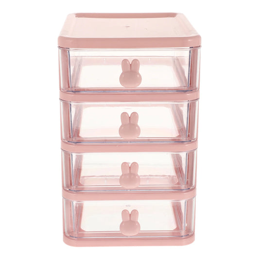 Storage Bin Drawer Box Desktop Cabinet Office Stationery Container Organizer Transparent Table Rabbit Organizers Pink