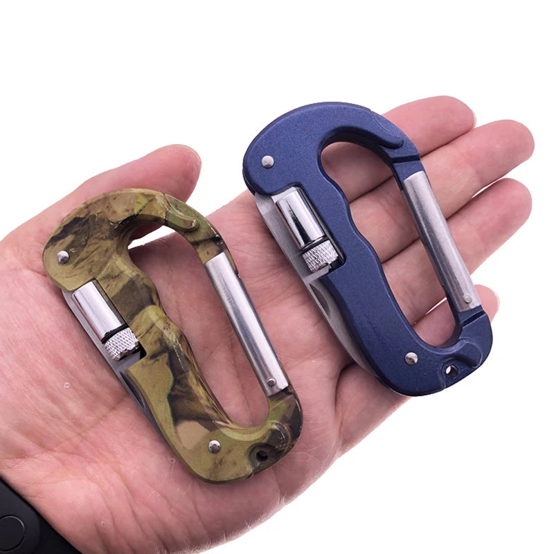 Outdoor Edc Multi Tool Tactical Camo Camping Climbing Carabiner Parachuting Hook Knife Led Mountaineering Buckle