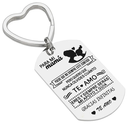 Spanish Mothers Day Gifts Keychain for Mamá GRACIAS INFINITAS TE AMO Charms Family Jewelry Pendant Necklace From Daughter Son