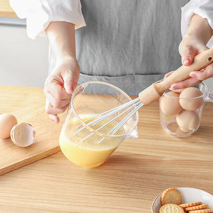 Transparent Plastic Measuring Cup Kitchen Flour Batter Liquid Baking Tools with Scale Cooking Whisk Handle Pastry Cake Mixer