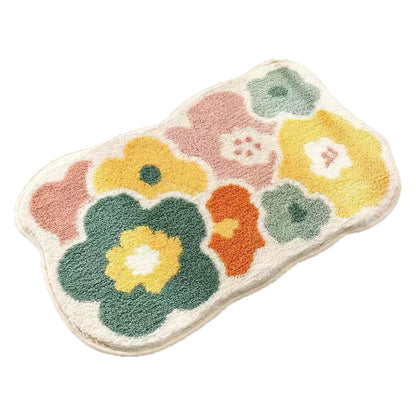 Soft Floor Mat Simple Cute Floral Carpet Plush Carpet Floor Mat Bedroom Toilet Bathroom Door Water Absorbent Anti-slip Foot Mat