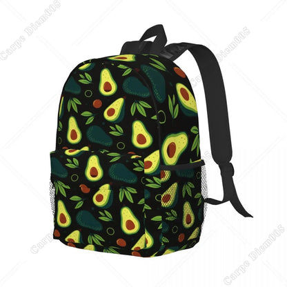 Green Avocado Plant Fruit Pattern Backpack for Men Women Waterproof School College Bag Printing Bookbag