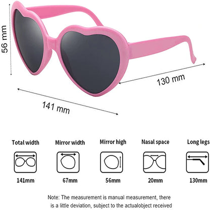 Women Fashion Heart Shaped Effects Glasses Watch The Lights Change To Heart Shape At Night Diffraction Glasses Female Sunglasses