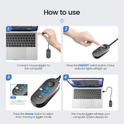 2 in 1 USB Mouse Jiggler Undetectable Mouse Mover Automatic Computer Mouse Mover Jiggler Keeps Computer Awake Simulate Mouse