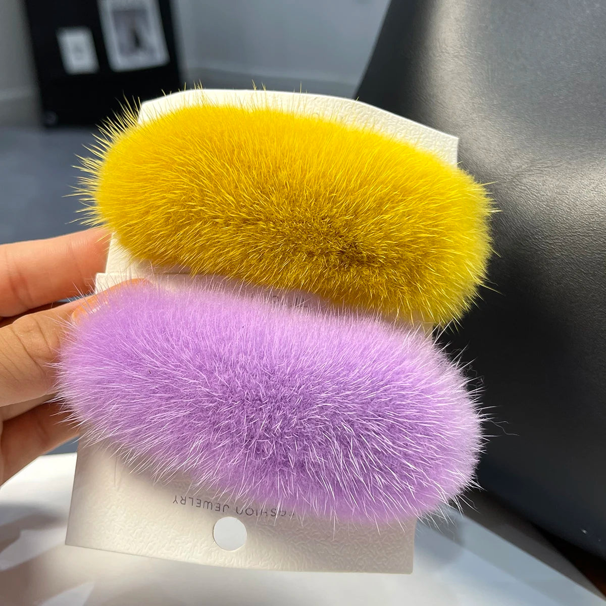 Mink Fur Hairpin Korean Simple Cute Plush Clip Headdress Girls Hair Accessories Luxury Fashion Ladies Hairgrip Headwear Women