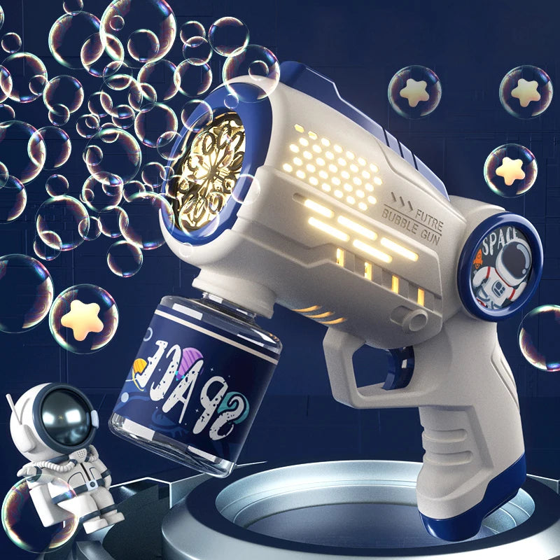 Astronaut Electric Automatic Light Bubble Machine Bubbles Gun Summer Beach Bath Outdoor Game Fantasy Toys for Children Kids Gift