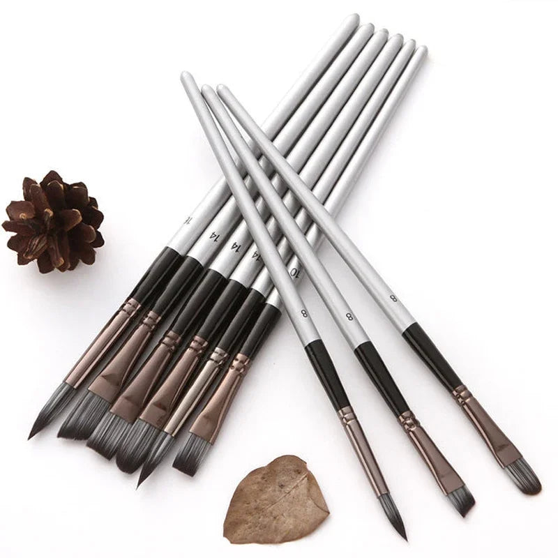 24 pcs/set Nylon Hair Pen Scrubbing Scraper Acrylic Painting Art Paint Brushes Wooden Handle Watercolor Paint Brush Supplies