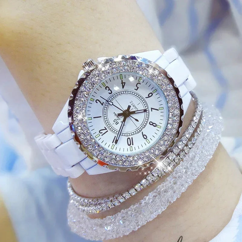 Diamond Watches Woman 2023 Famous Brand Black Ceramic Watch Women Strap Women's Wristwatch Rhinestone Women Wrist Watches