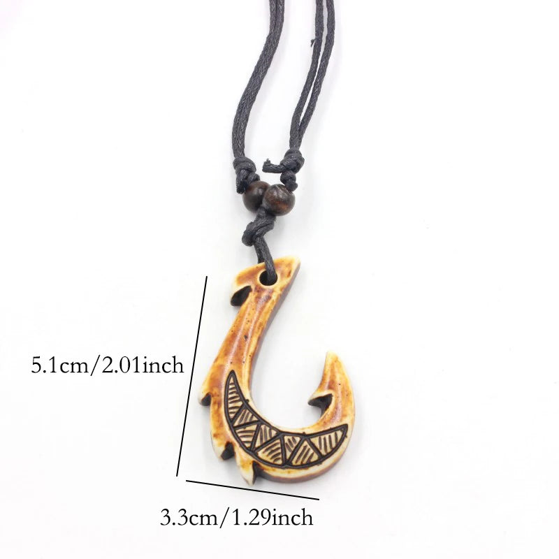 New Zealand Maori fishhook necklace Fish Hook pendant man Choker Retro Jewelry Imitation Polynesian Maui hook necklace Amulet