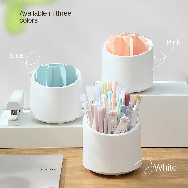 Storage Box  360 ° Rotating Makeup Brush Storage Holder Organizer Plastic Pen Holder Student Office Stationery Storage Bucket