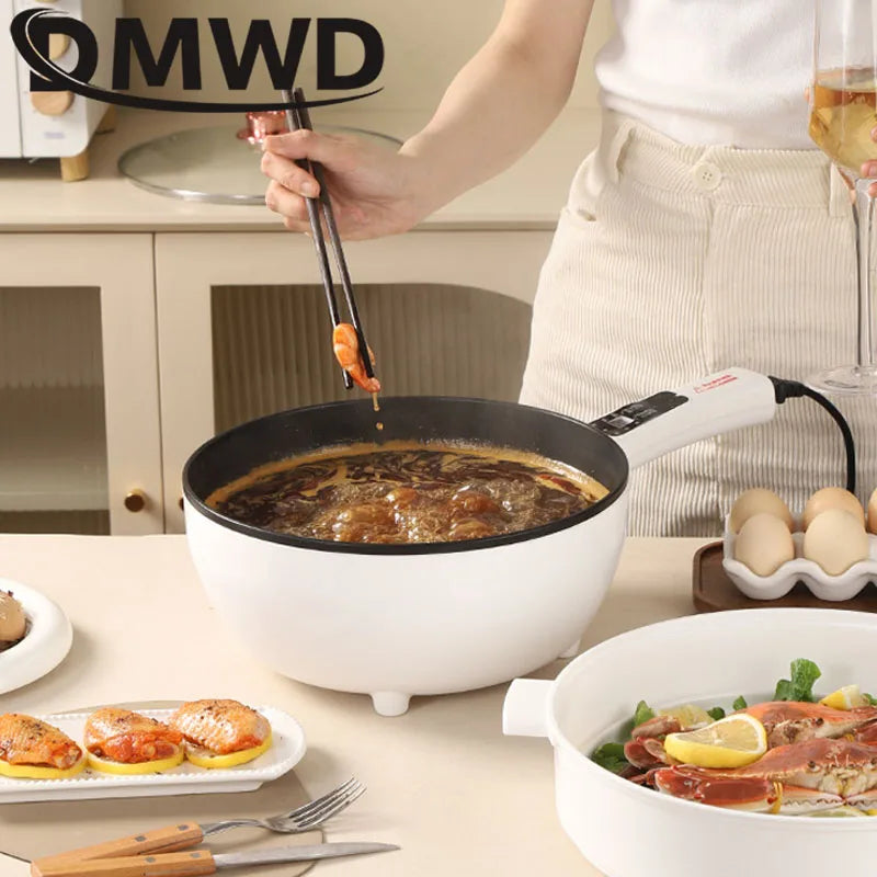 DMWD 3L Multi-function Electric Stir-fry Meal Wok Non-Stick Frying Pan Food Steamer Smart Smoke-free Hot Pot Stew Cooking Heater