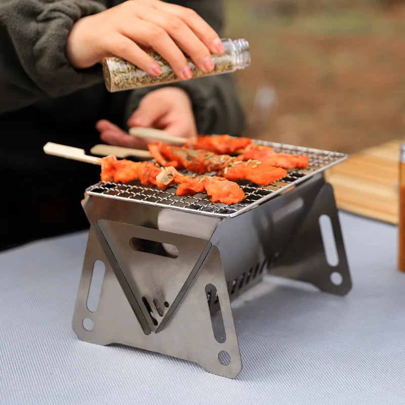 Camping Barbecue Grill Portable Folding Outdoor Heating Stoves Stainless Multifunction Picnic BBQ Rack Charbroiling Device