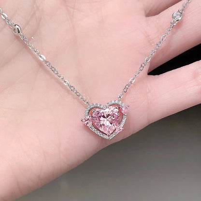 New 925 Sterling Silver Luxury Zircon Sweet Heart Pendant Necklaces For Women Designer Jewelry Gift Female Jewelry Free Shipping