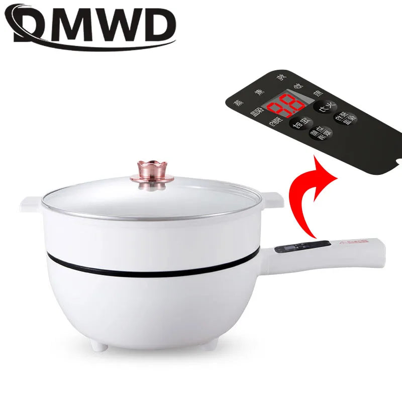 DMWD 3L Multi-function Electric Stir-fry Meal Wok Non-Stick Frying Pan Food Steamer Smart Smoke-free Hot Pot Stew Cooking Heater