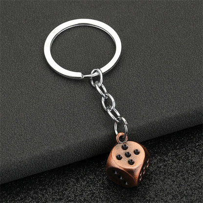 Lucky Dice Pendant Keychain Men Metal Car Key Ring Handbag Purse Ornaments Jewelry Gifts