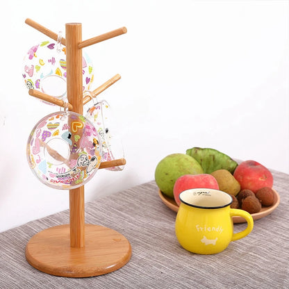 Bamboo Mugs Drainer Wooden Dish Draining Rack Plates Holder Kitchen Storage Cabinet Organizer for Cutting Board Pot Lid