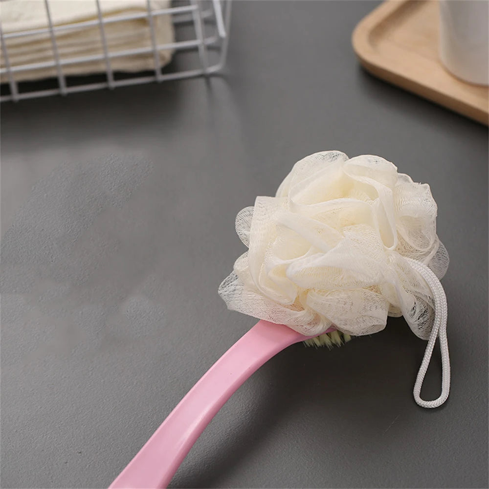 Rubber Bath Brush Long Handle Soft Hair Bath Brush Back Rubbing Body Scrubbing Exfoliating Massage Skin Care Tools