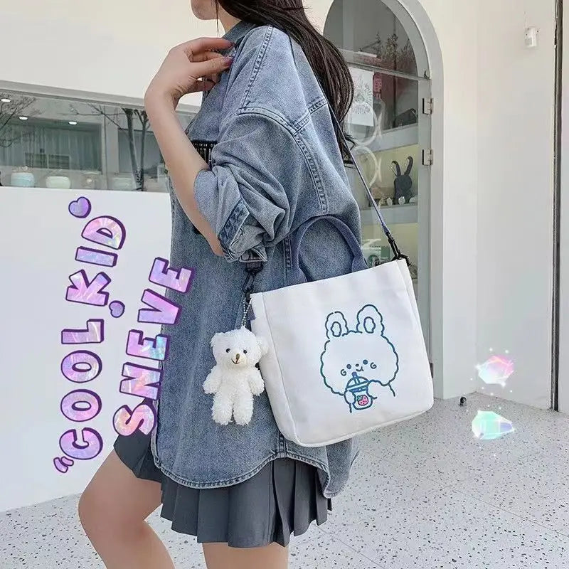 Large Female Tote Bag Canvas Fabric Shoulder Bag Women's 2022 Big Casual Canvas Bag Handbags for Women School Teenager Ladies