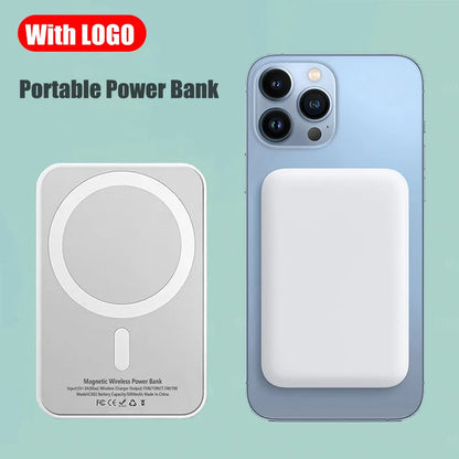 Magnetic Power Bank iPhone External Battery Portable Wireless Charger Macsafe Powerbank For iphone 12 13 14 15 Auxiliary Battery