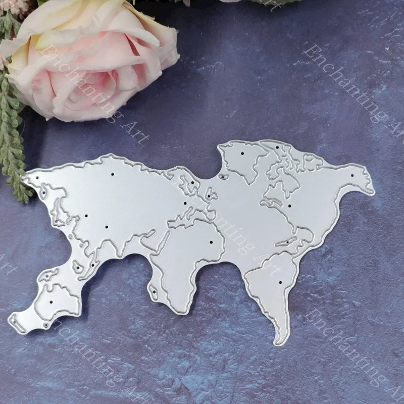 World Map Metal Cutting Dies 2023 New Stencils for Scrapbooking/Photo Album Decorative Embossing DIY Paper Cards