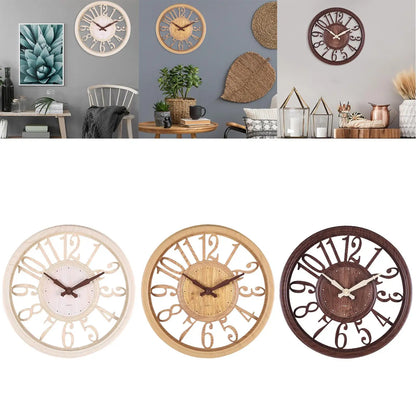 Retro Large Wall Clock Round Silent Non-ticking Battery Operated 30.5CM Arabic