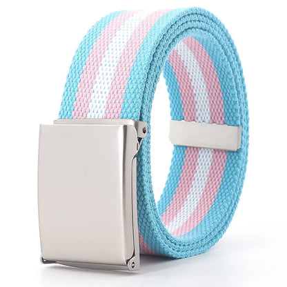 3.8cm Rainbow Striped Military Tactical Belt Unisex Luxury Brand Design High Quality Slim Belt Fashion Casual Jeans Accessories