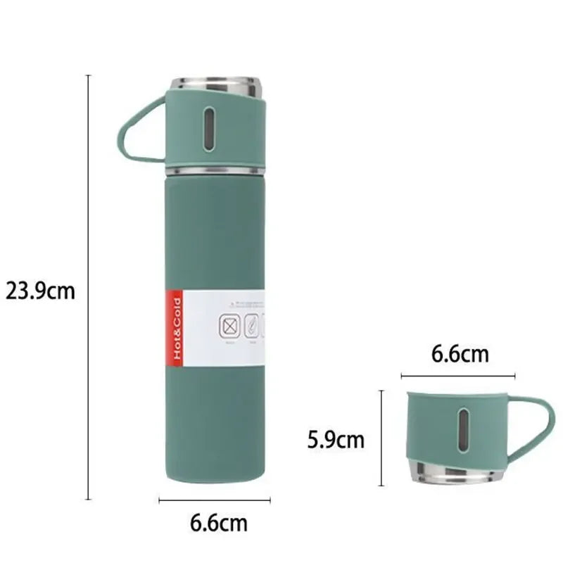 Portable Stainless Steel 304 Vacuum Thermos Cup Set: Ideal for Sports, Travel, or Business. Comes in a Gift Box with Handbag, Suitable for Coffee and Water Bottles.