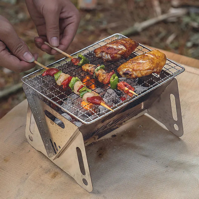 Camping Barbecue Grill Portable Folding Outdoor Heating Stoves Stainless Multifunction Picnic BBQ Rack Charbroiling Device